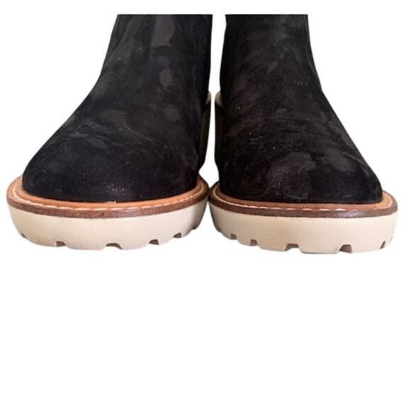 GB-Chunky Fashion Bootie-Slip On Ankle Boots-Black-Suede-Womens-Size 6.5 - Picture 6 of 8